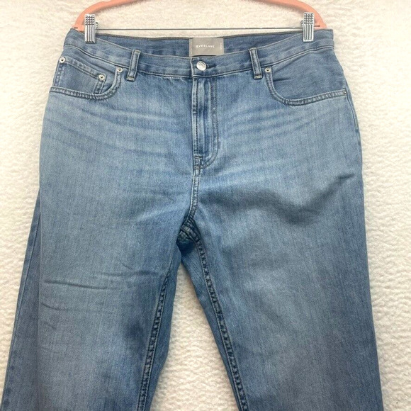 Everlane Jeans Womens 32 Blue Lightweight Relaxed Straight High Rise Organic - Picture 4 of 12